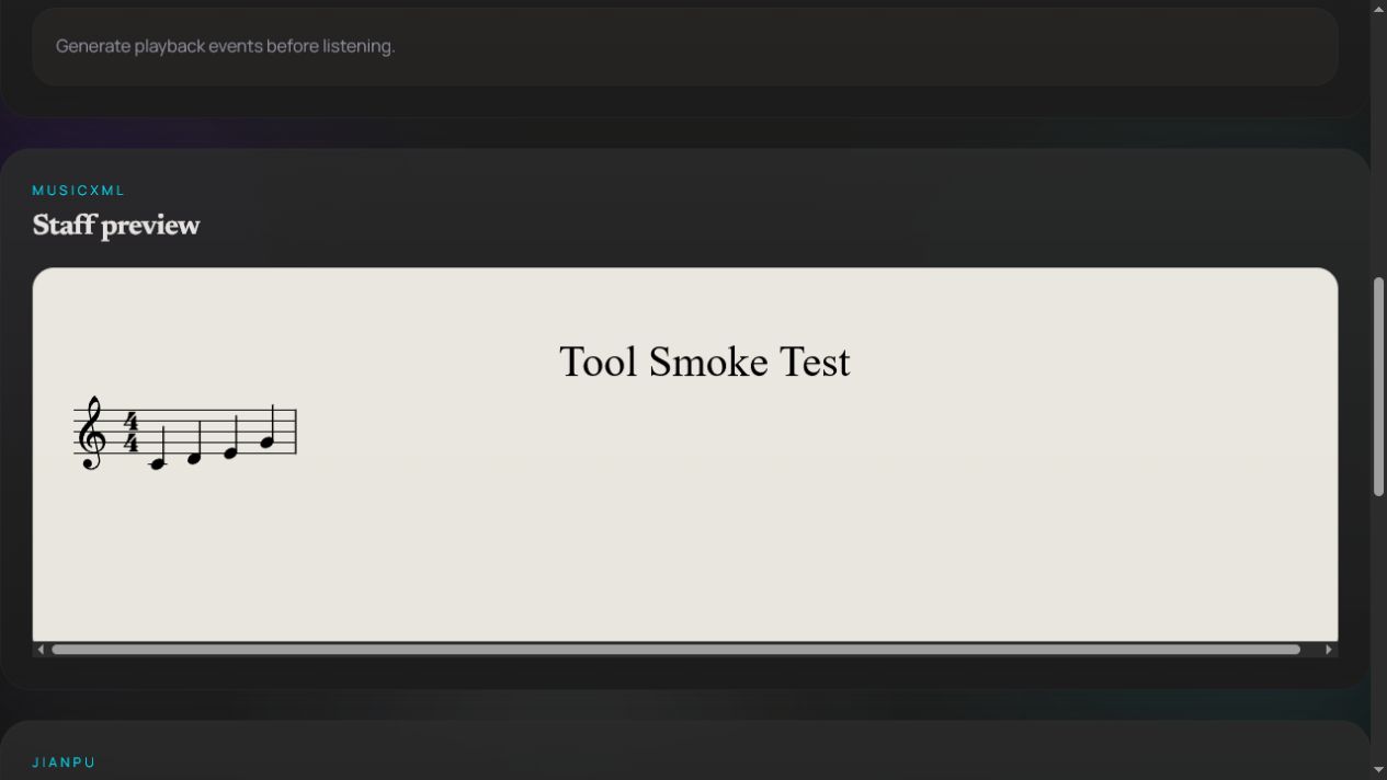 Real rendered score output in the ScoreTransposer project workspace